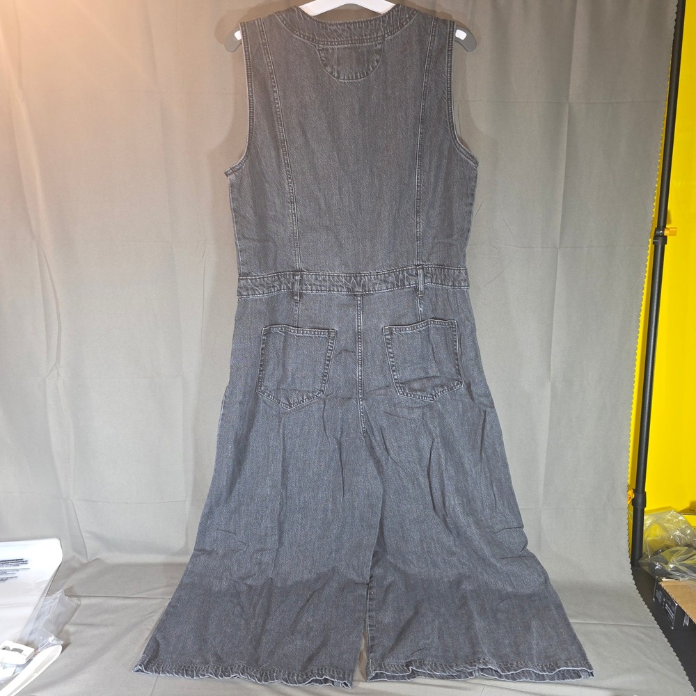 Universal Thread Womens Black Denim Wide Leg Jumpsuit Sleeveless Button Front 16 - Picture 2 of 6
